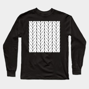 Black and White Leaf Pattern Long Sleeve T-Shirt